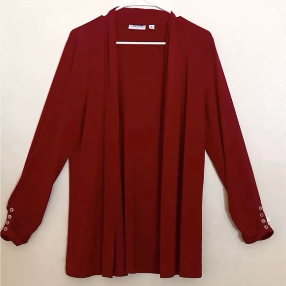 Susan Graver • Open Cardigan Red Long Sleeve size M - Picture 1 of 5